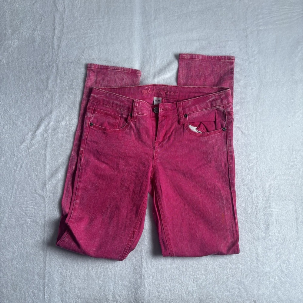 VTG Y2K Wet-Seal Hot Pink Denim Jeans Women's‎ Size 7 Waist 30" x 30" Inseam